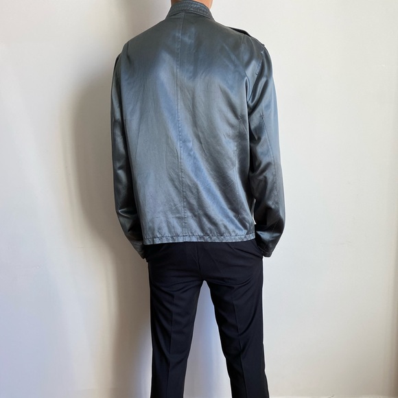DKNY Gray Metallic Satin Zip Bomber Jacket M - Picture 4 of 13